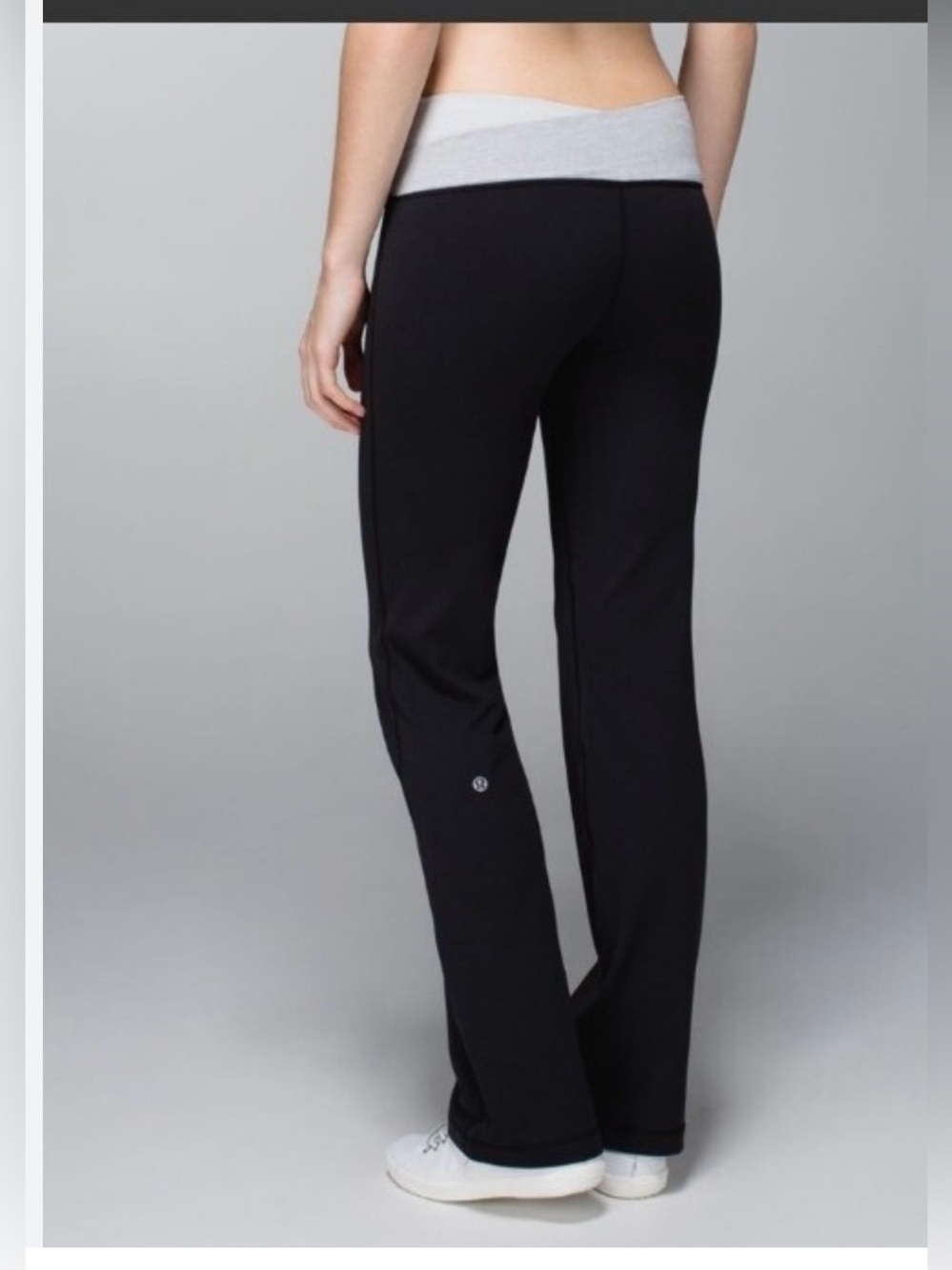 lululemon athletica Black Leggings with Light blue Fold-Over Waist size 8